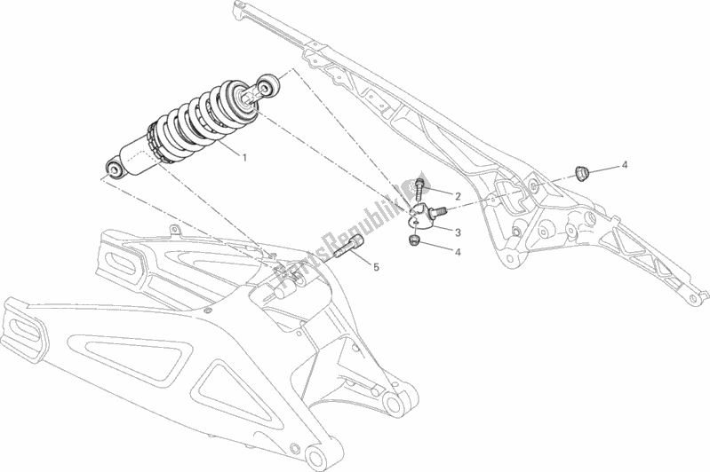 All parts for the Rear Shock Absorber of the Ducati Monster 795-Thai 2013